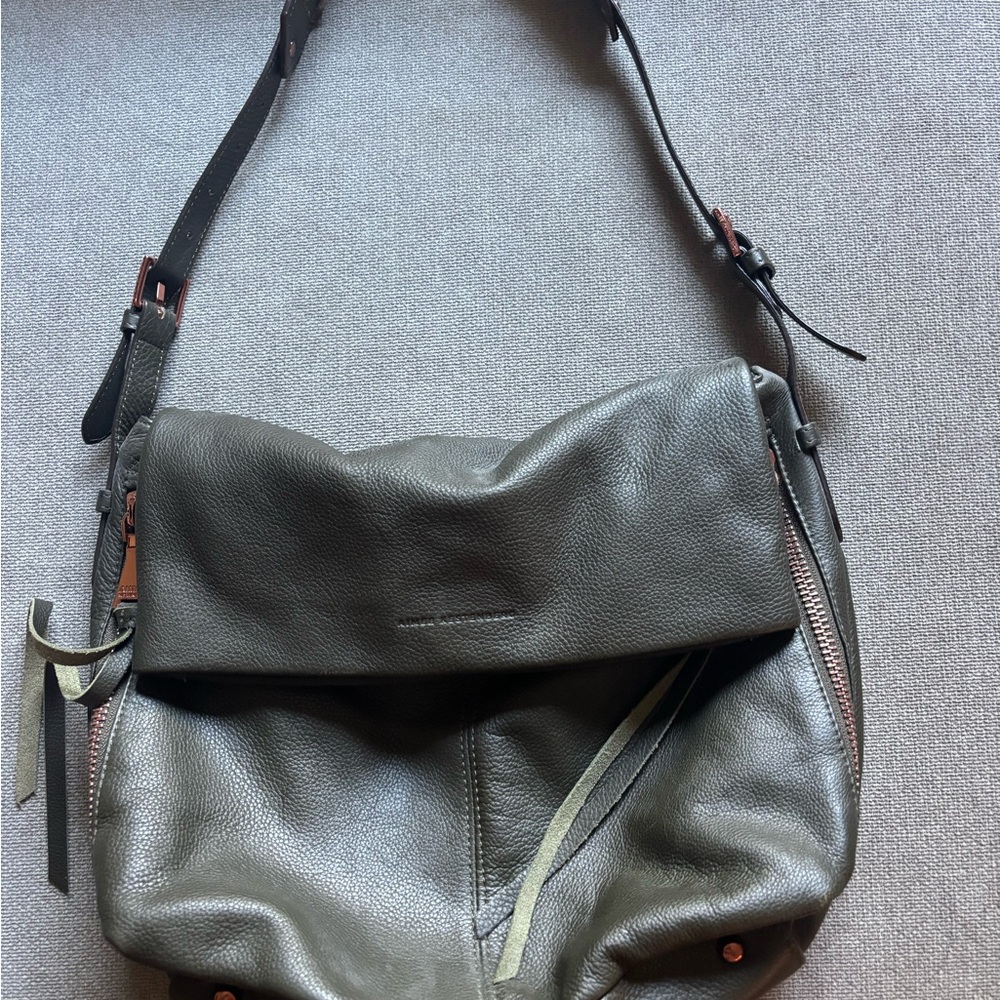 Olive Green Leather Shoulder Bag